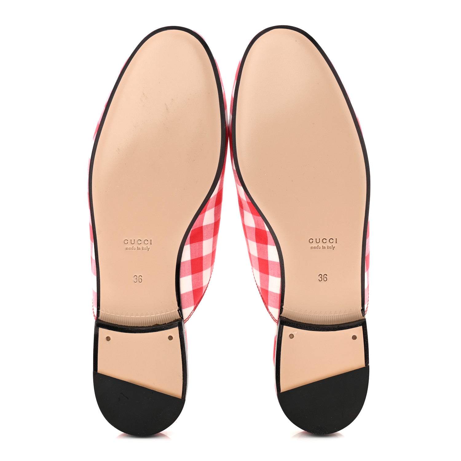 Cotton Gingham Womens Princetown Slippers 36 White Red