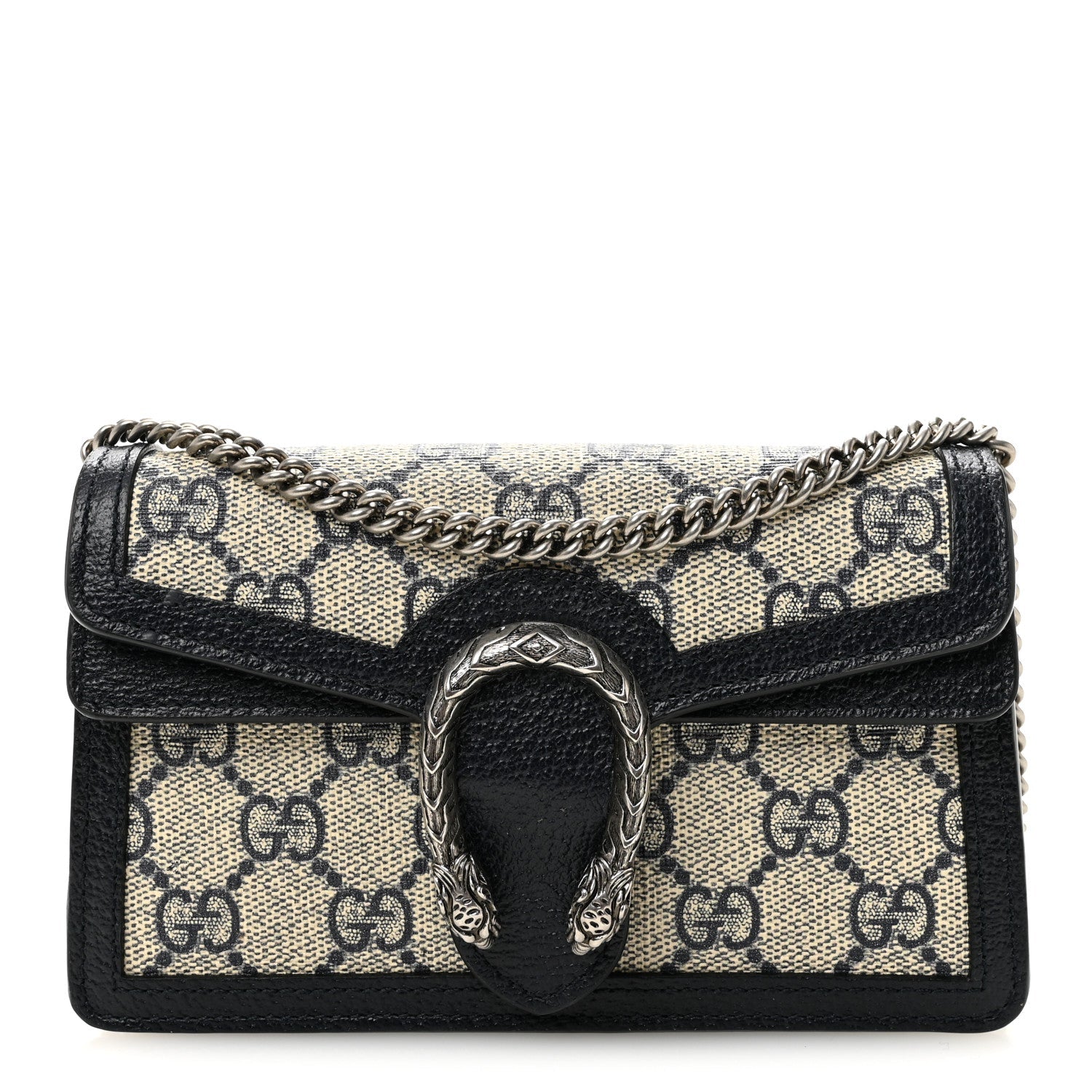 GG Supreme Monogram Textured Dollar Calfskin Super Mini Dionysus Shoulder Bag Beige Blue