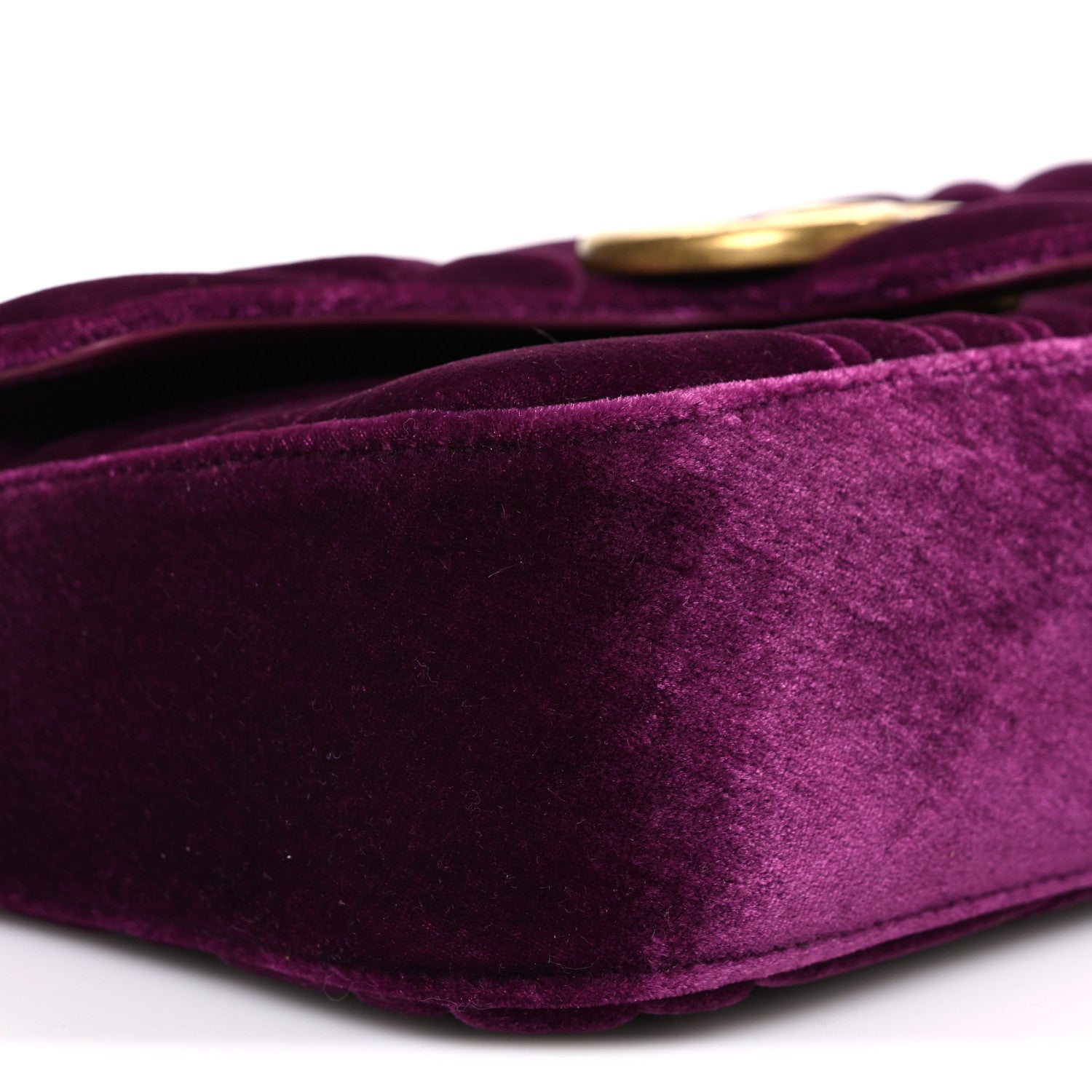 Velvet Matelasse Mini GG Marmont Shoulder Bag Fuchsia Violet Cyclamen