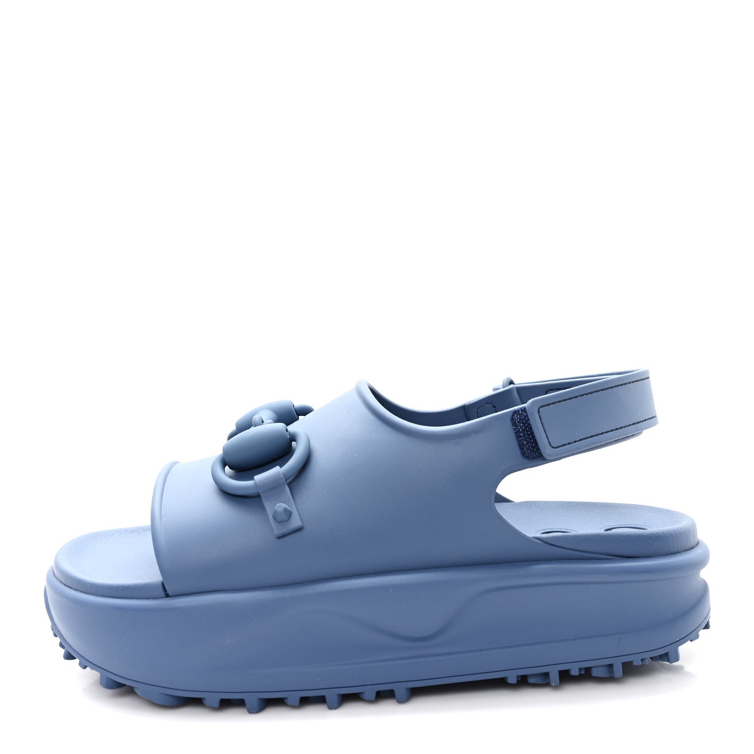 Soft Rubber Horsebit Mens Platform Slingback Sandals 5 Washed Indigo
