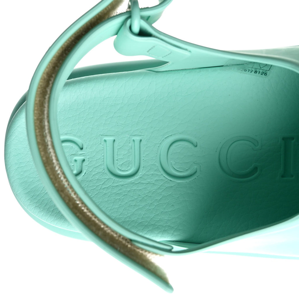 Soft Rubber Horsebit Womens Slingback Sandals 37 Teal Cyan