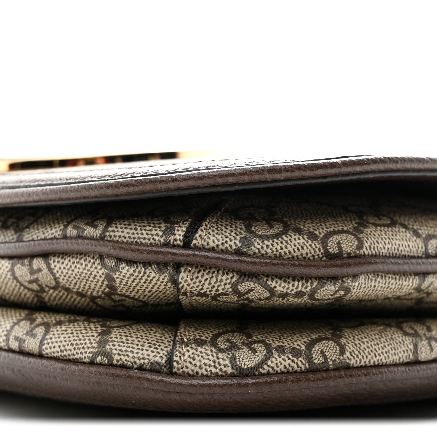 GG Supreme Monogram Textured Dollar Calfskin Web Medium Blondie Top Handle Shoulder Flap Bag Beige Ebony New Acero