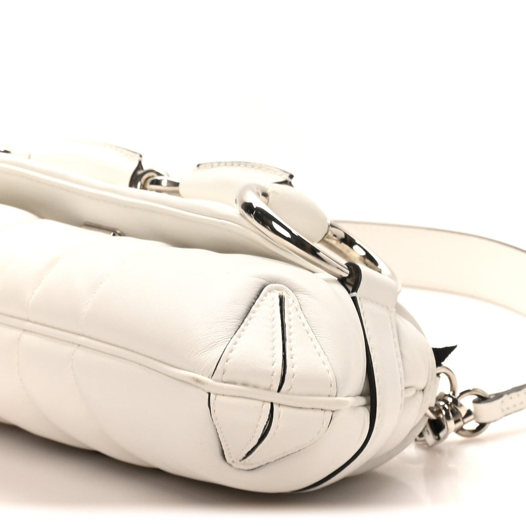 Nappa Vertical Matelasse Small Maxi Horsebit Chain Shoulder Bag Great White