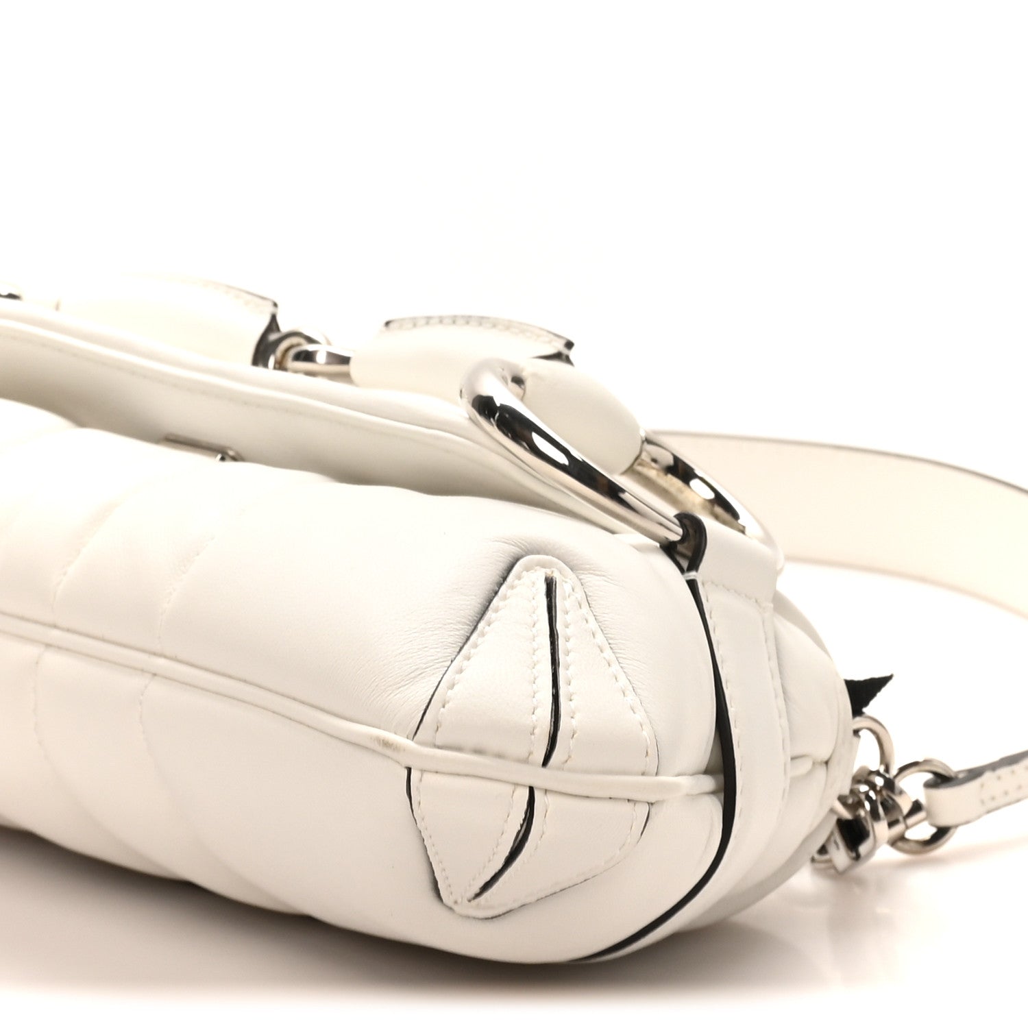 Nappa Vertical Matelasse Small Maxi Horsebit Chain Shoulder Bag Great White