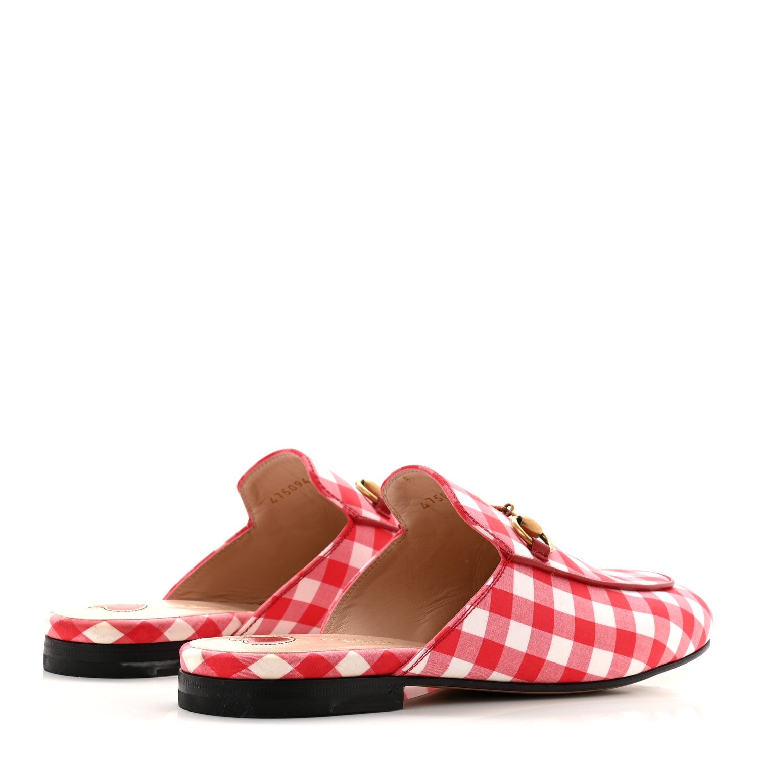 Cotton Gingham Womens Princetown Slippers 36 White Red