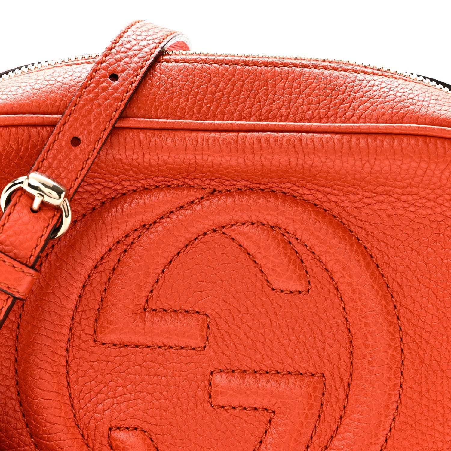 Pebbled Calfskin Small Soho Disco Bag Sun Orange