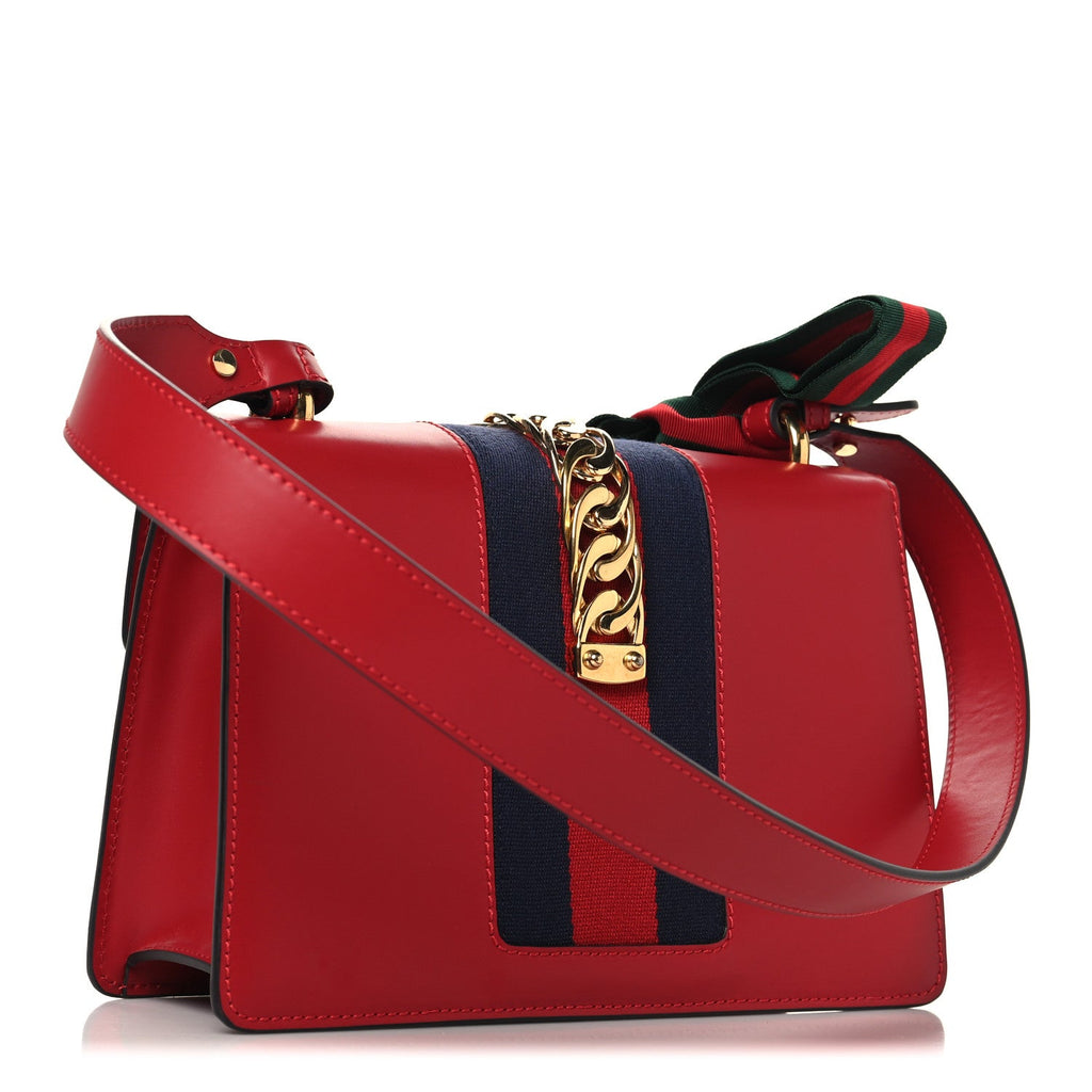 Calfskin Small Sylvie Shoulder Bag Hibiscus Red