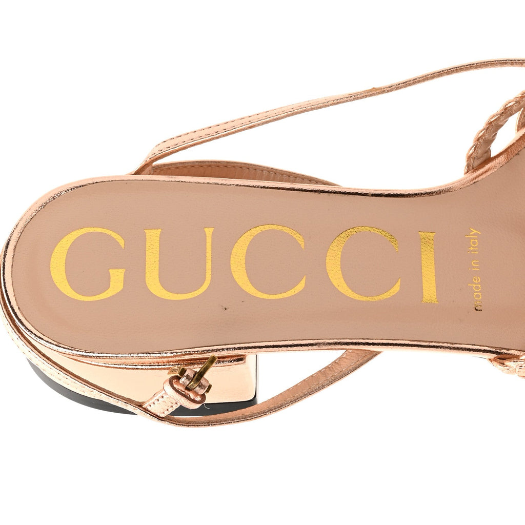 Metallic Nappa Braided Ketty Horsebit Sandals 36 Salmone
