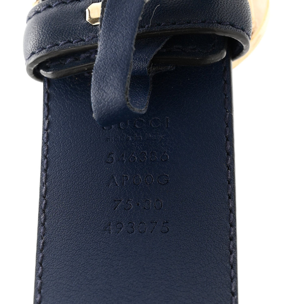 Moon Calfskin Interlocking G 37mm Belt 75 30 Cobalt Blue