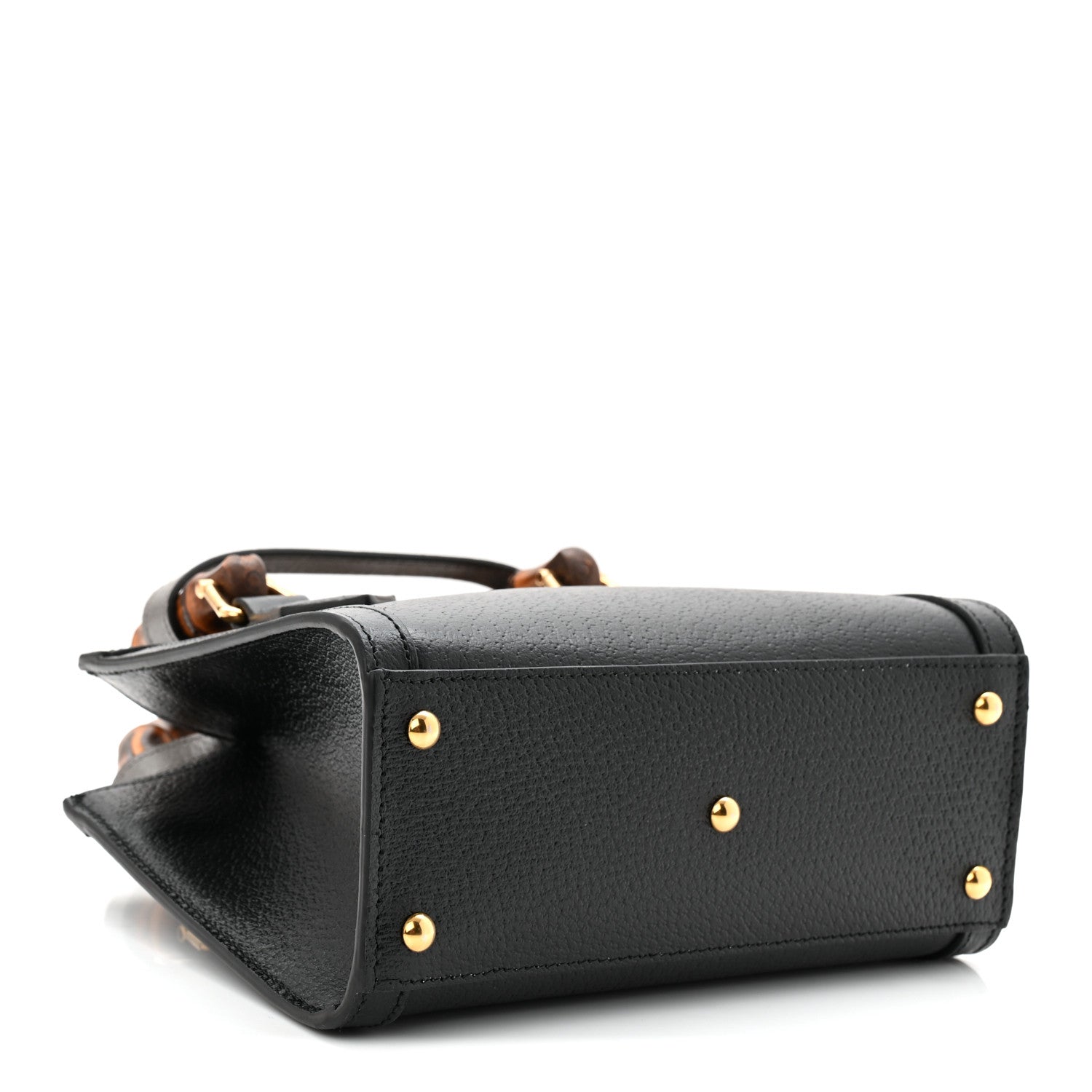 Textured Dollar Calfskin Web Mini Diana Tote Bag Black