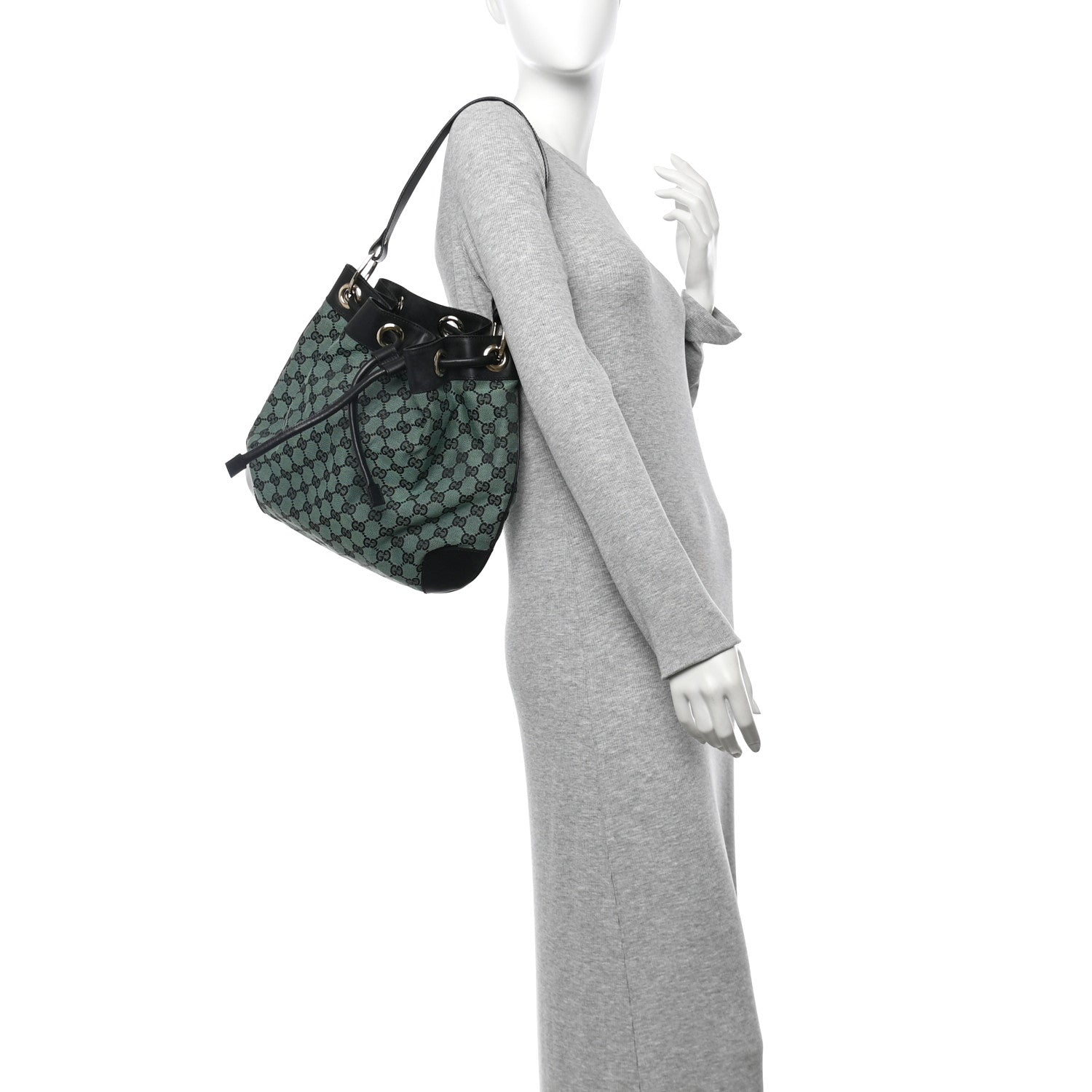 Monogram Drawstring Shoulder Bag Green