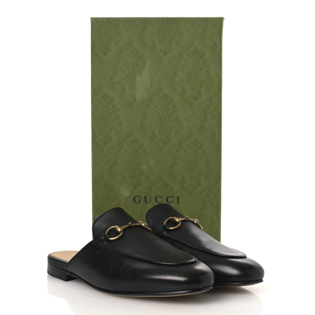 Calfskin Womens Princetown Slippers 37.5 Black