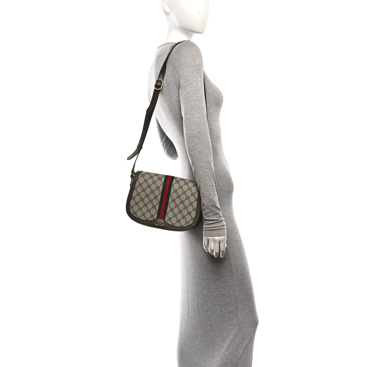 X  BB Supreme Monogram Web Small Ophidia Shoulder Bag Beige New Acero