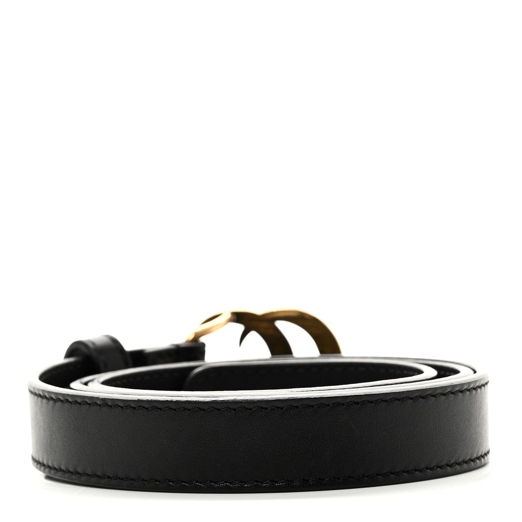 Calfskin Pearl Double G 20mm Belt 70 28 Black Cream