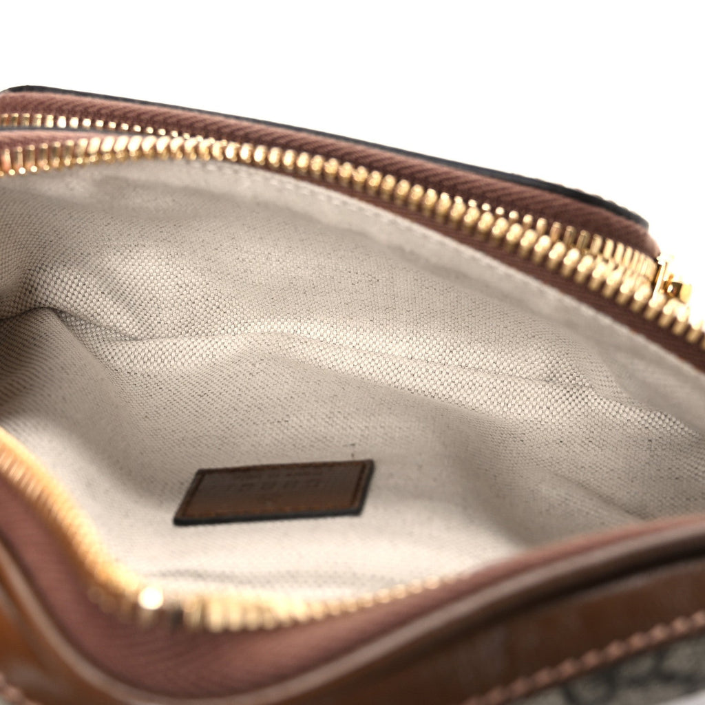 GG Supreme Monogram Textured Calfskin Retro Interlocking G Belt Bag Beige Ebony Brown Sugar