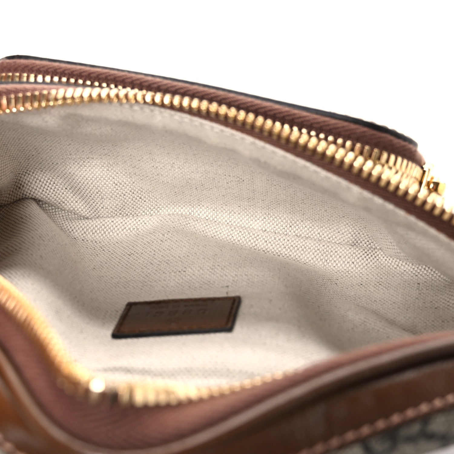 GG Supreme Monogram Textured Calfskin Retro Interlocking G Belt Bag Beige Ebony Brown Sugar
