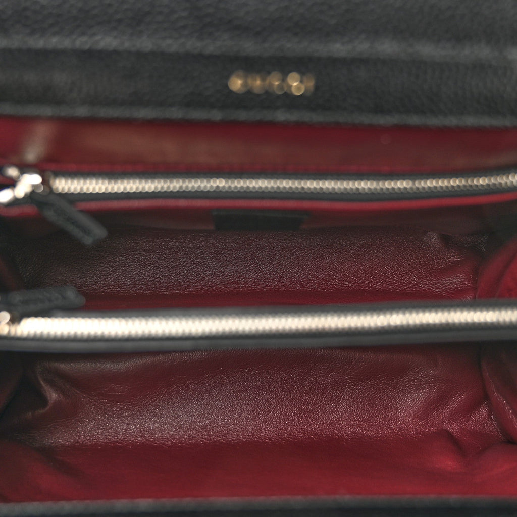 Grainy Calfskin Small Zumi Top Handle Bag Black