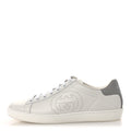 Calfskin Interlocking G Perforated Womens Ace Sneakers 37 White Grey Sky