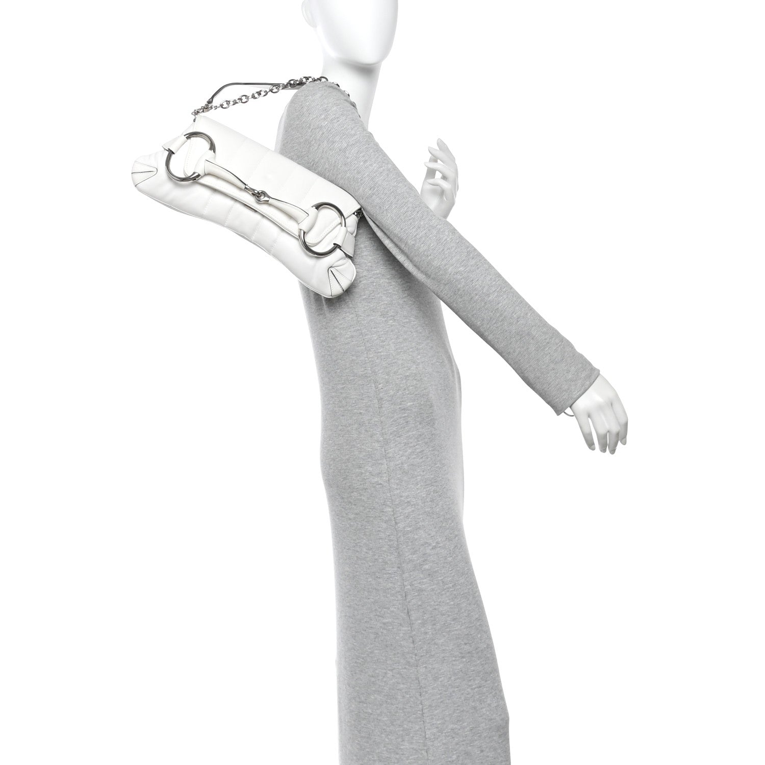 Nappa Vertical Matelasse Medium Maxi Horsebit Chain Shoulder Bag Mystic White