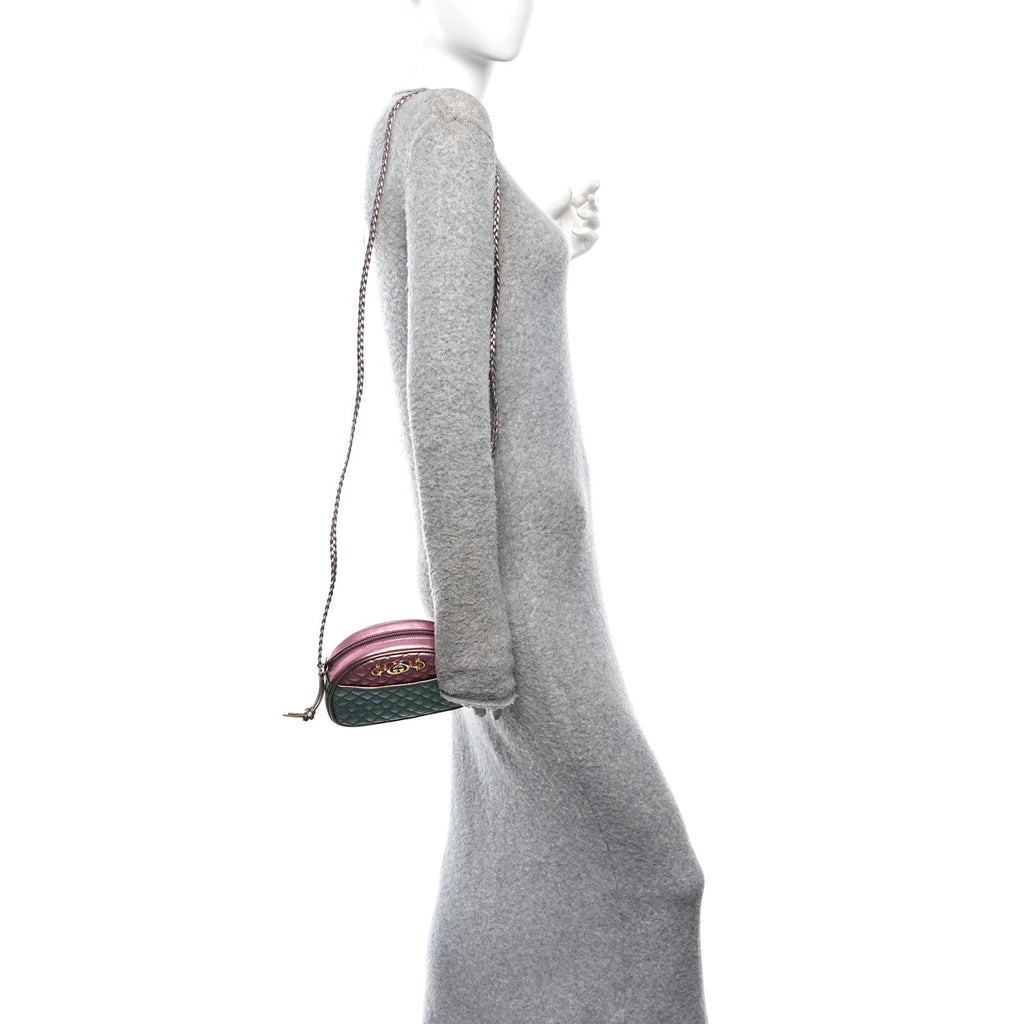 Laminated Nappa Trapuntata Mini Zumi Dome Shoulder Bag Rosa Lago Rame