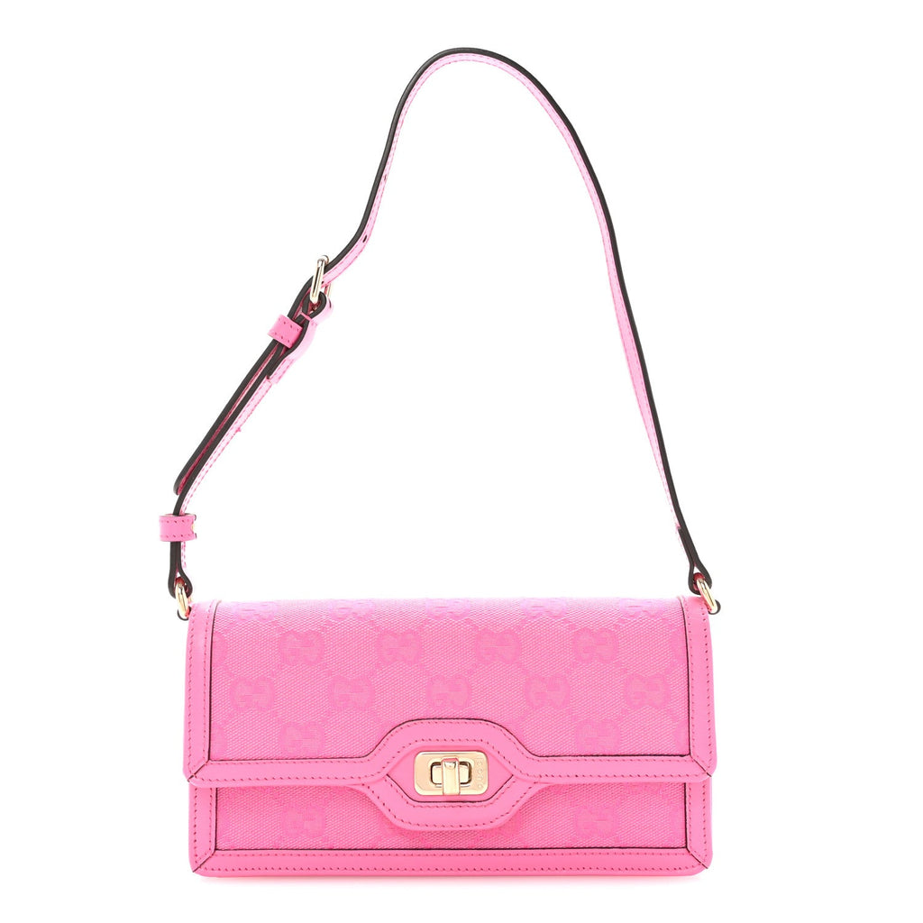 GG Monogram Scratch Lux Calfskin Mini Luce Shoulder Bag Rose Dark Blossom