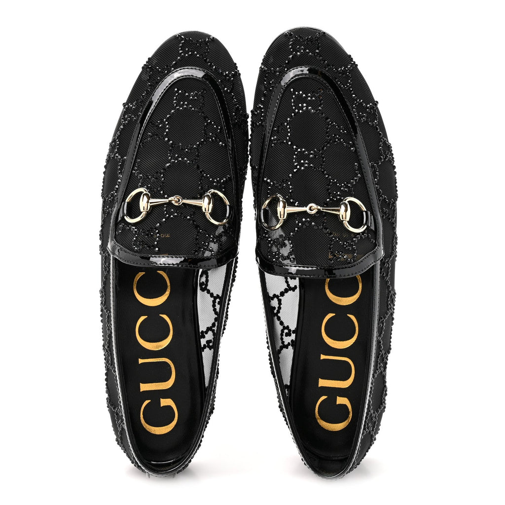 Tela Retino Kid Scamosciato Crystal GG Monogram Jordaan Loafer 35.5 Black