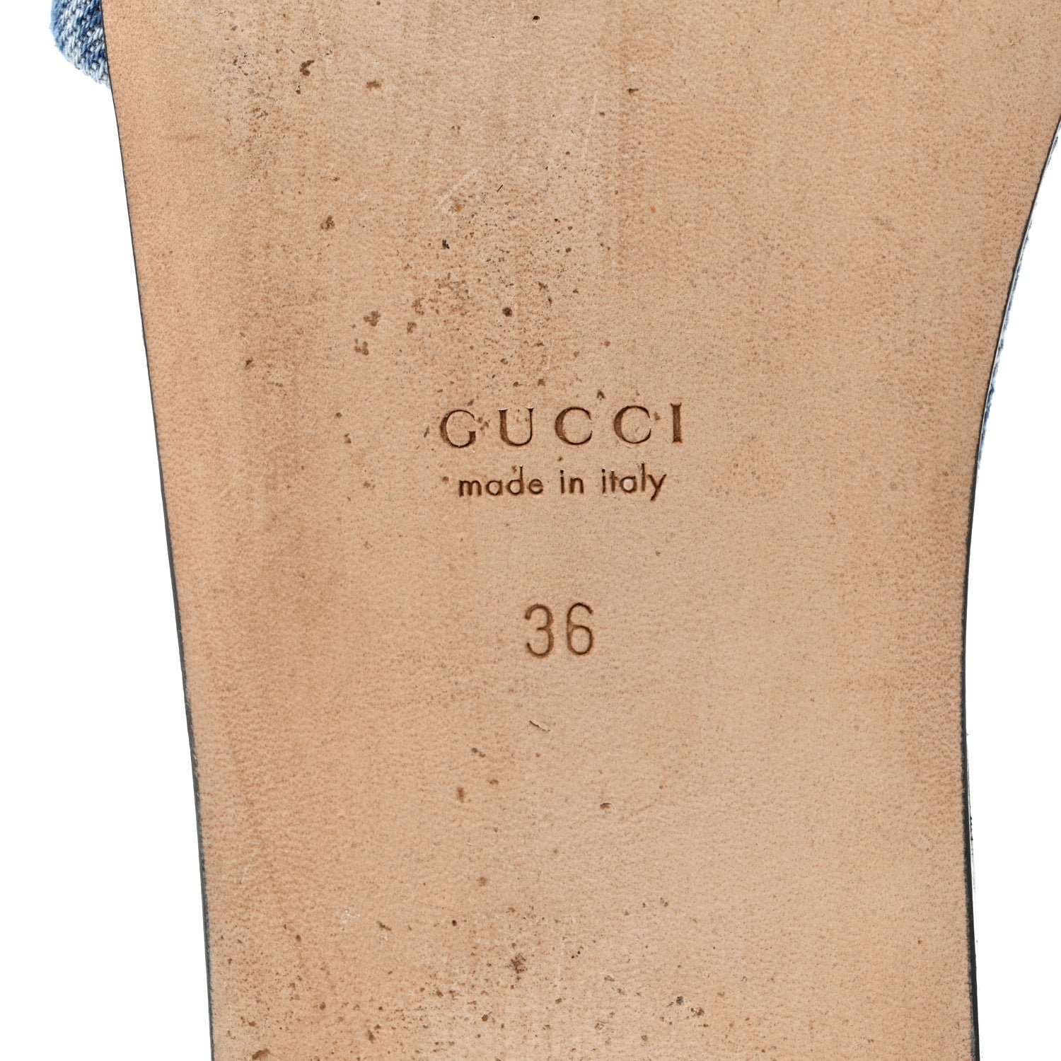 New Denim GG Monogram Horsebit Flat Slide Sandals 36 Blue