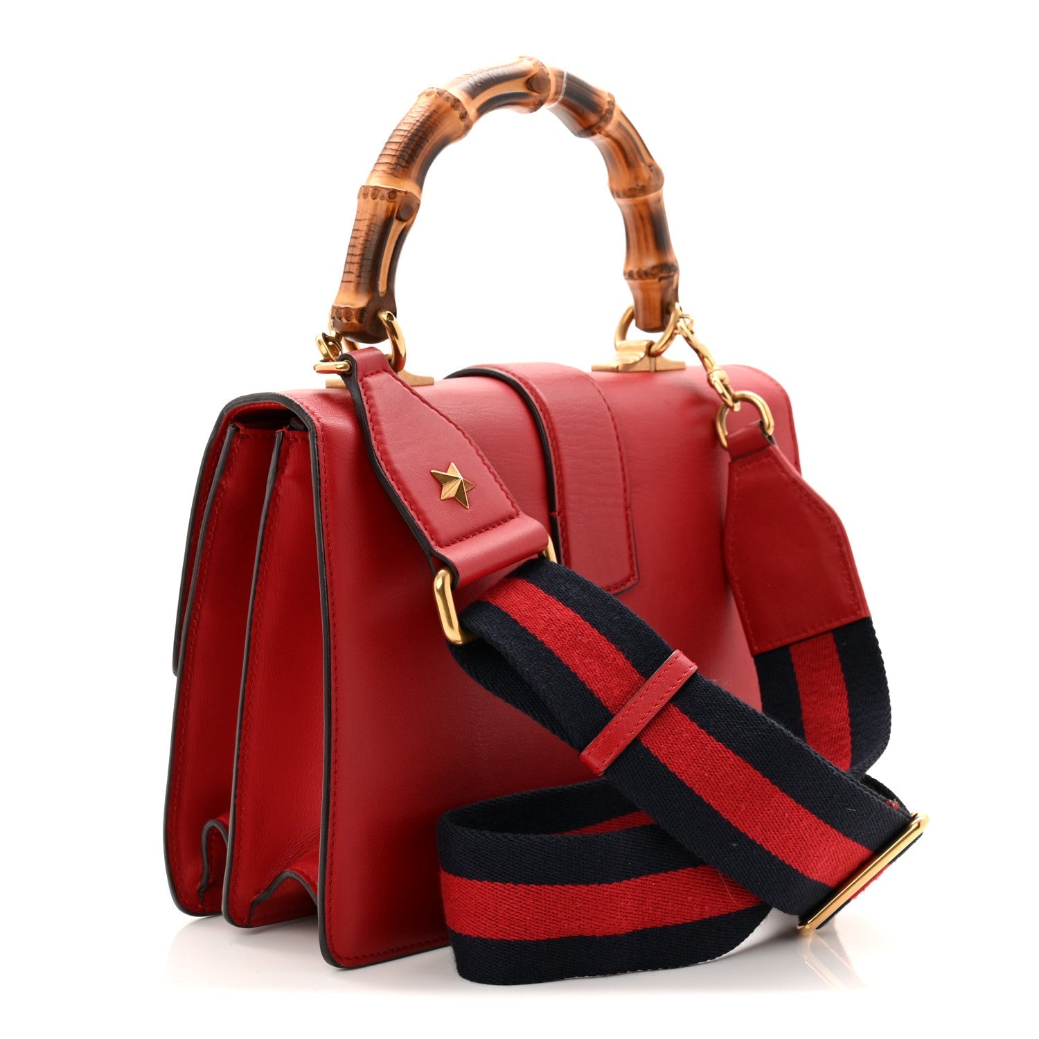 Dollar Calfskin Crystal Web Medium Dionysus Bamboo Top Handle Bag Hibiscus Red Black Diamond