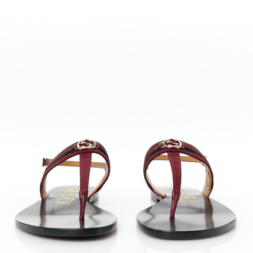 New Canvas GG Malaga Kid Web Interlocking G Womens Thong Sandals 40.5 Rosso Ancora