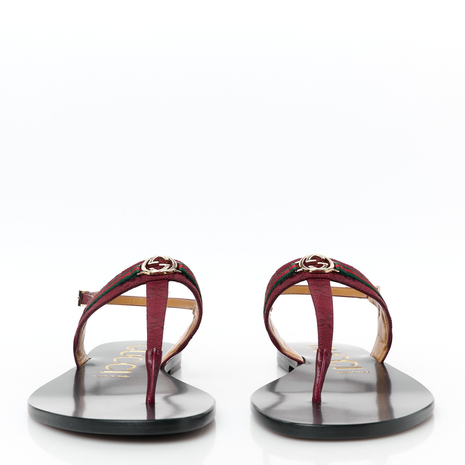 New Canvas GG Malaga Kid Web Interlocking G Womens Thong Sandals 40.5 Rosso Ancora