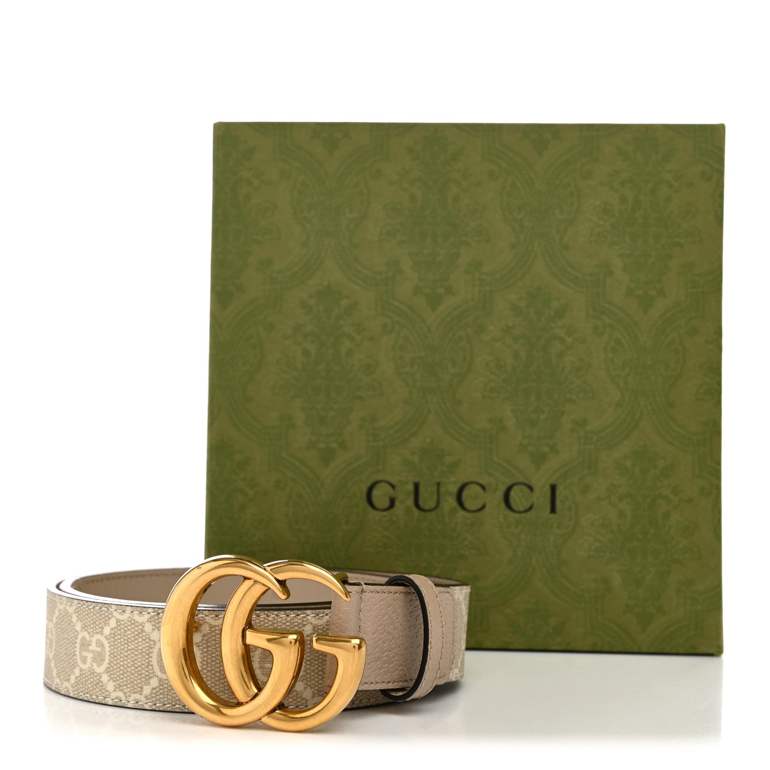 GG Supreme Monogram Matte Plutone Calfskin Double G 40mm Belt 75 30 Beige Mystic White Oatmeal