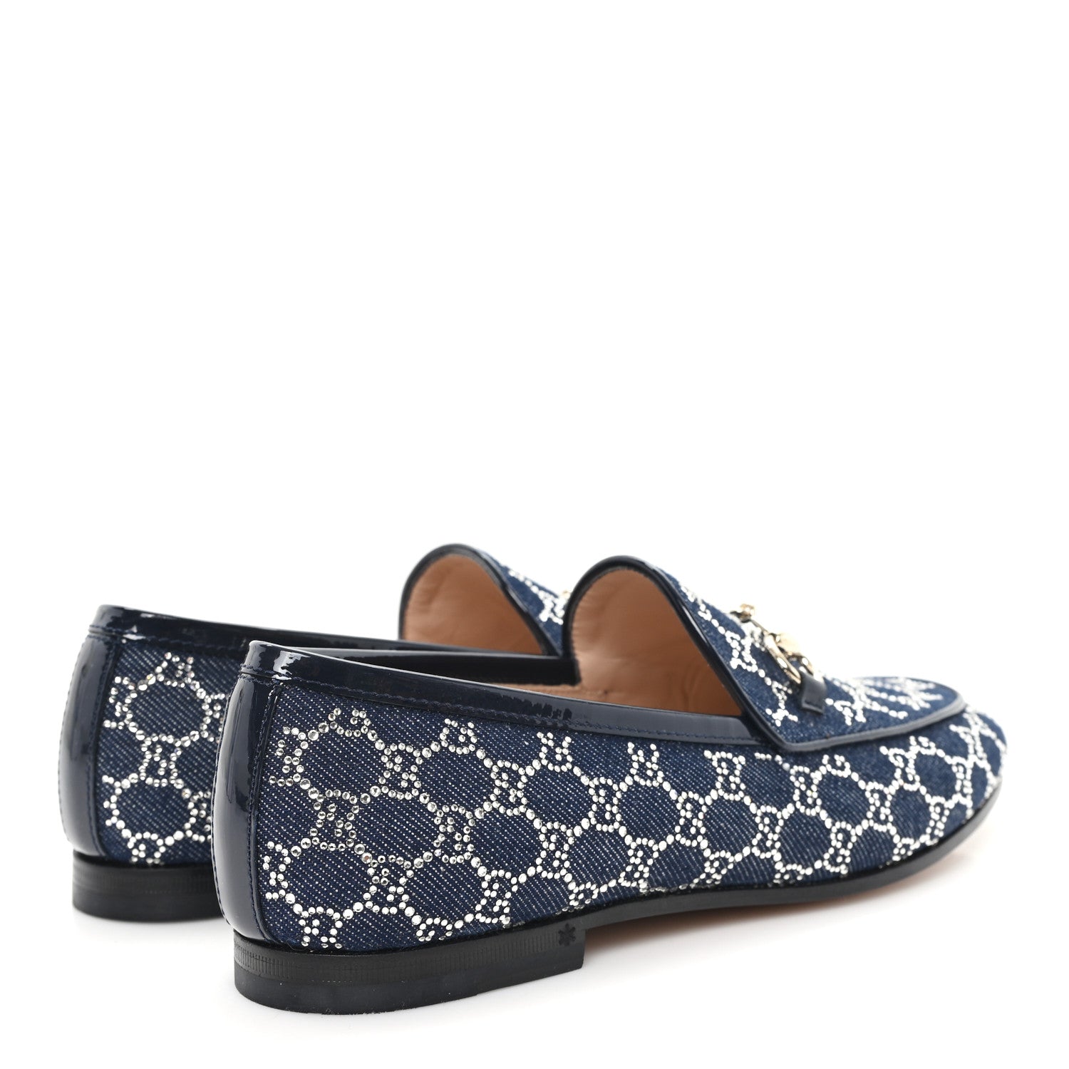 New Denim Crystal GG Monogram Womens 1953 Horsebit Jordaan Loafer 36 Blue