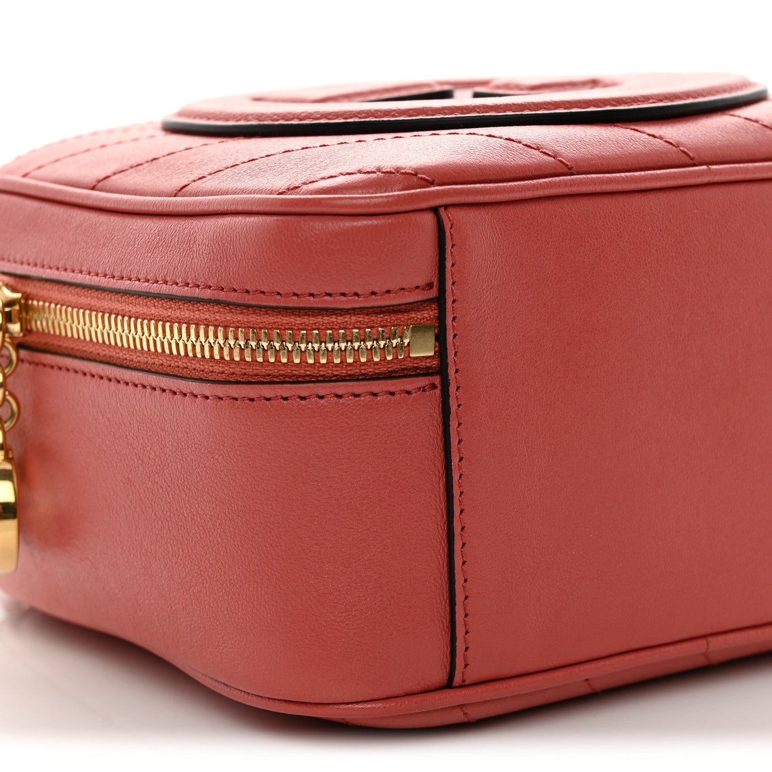 Sakai Be Green Calfskin Diagonal Stitched Blondie Top Handle Bag Pink