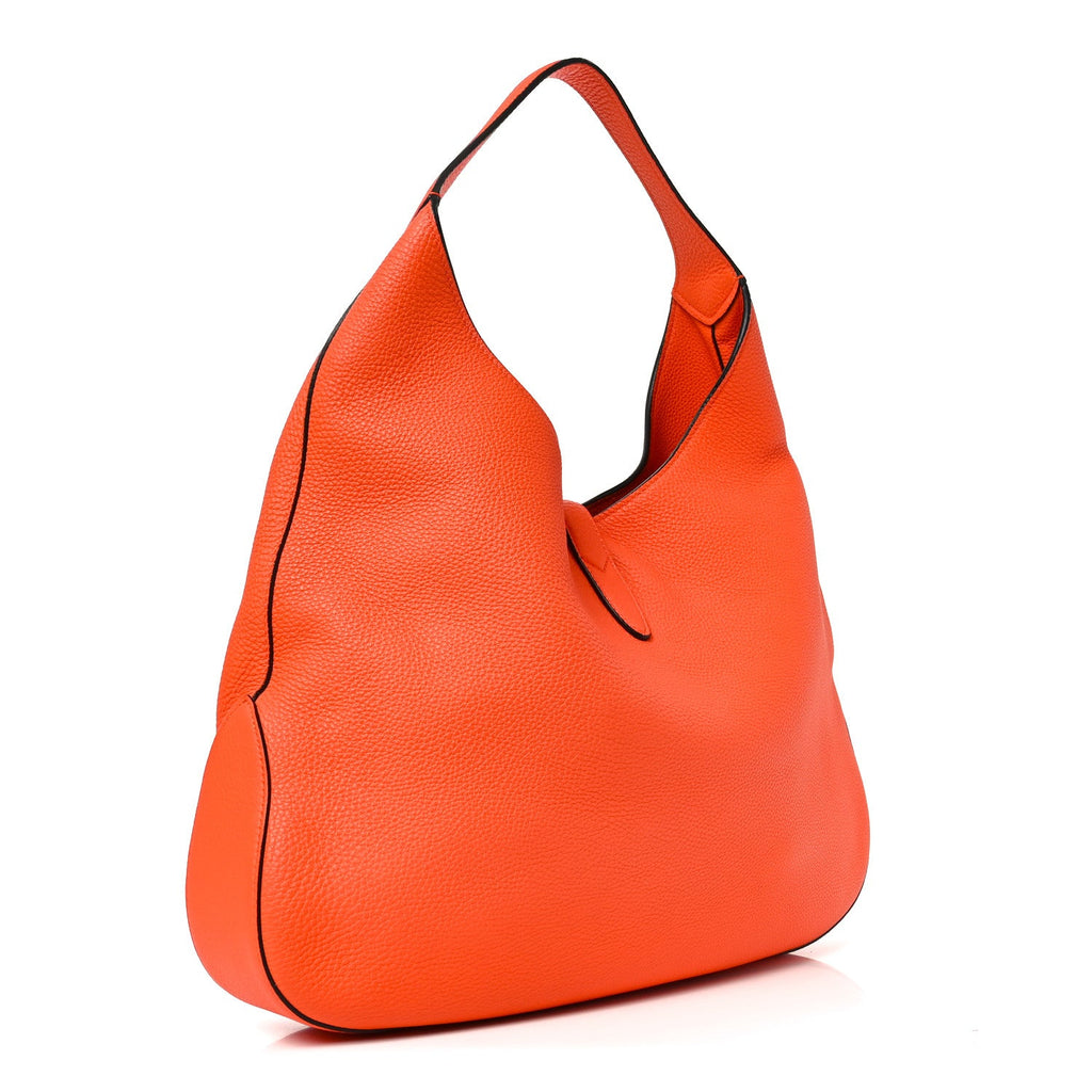 Soft Grained Calfskin Large Jackie Hobo Orange