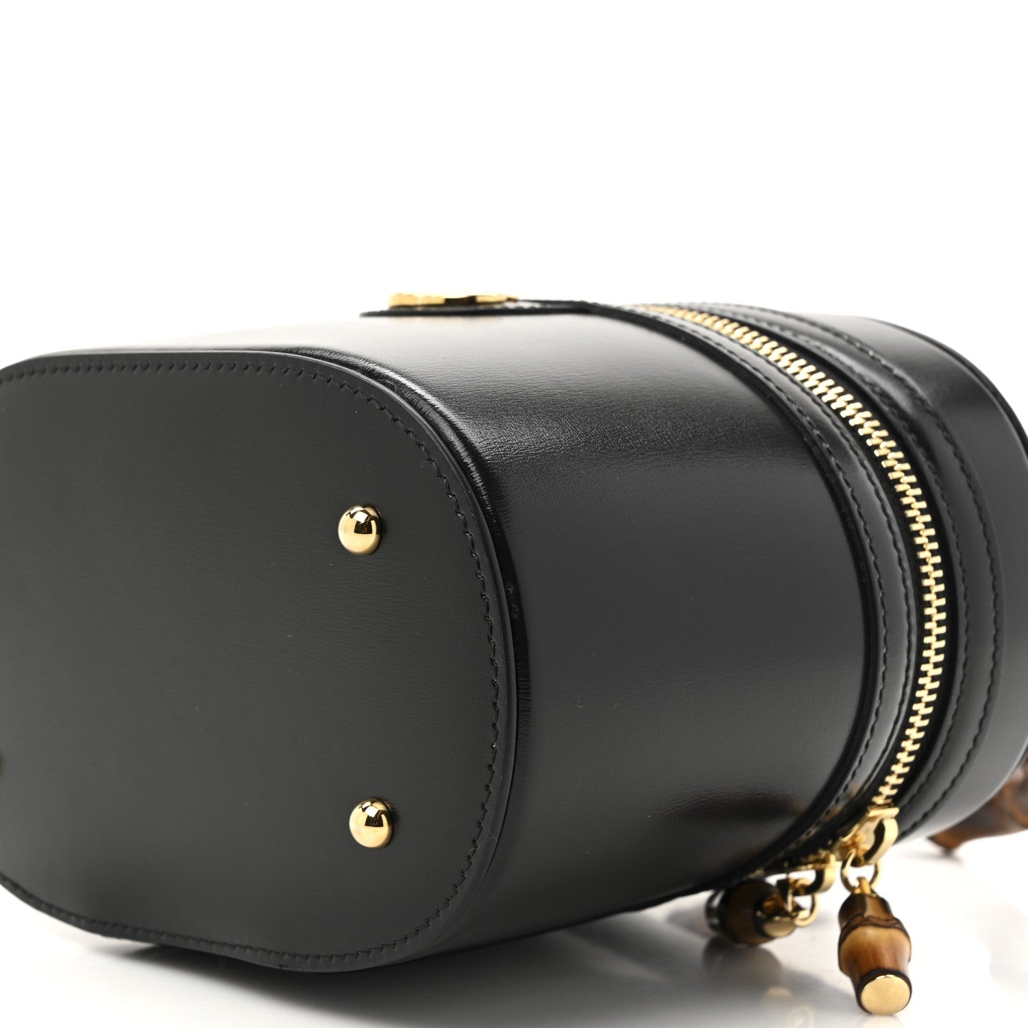 Calfskin Mini Bamboo Top Handle Shoulder Bag Black