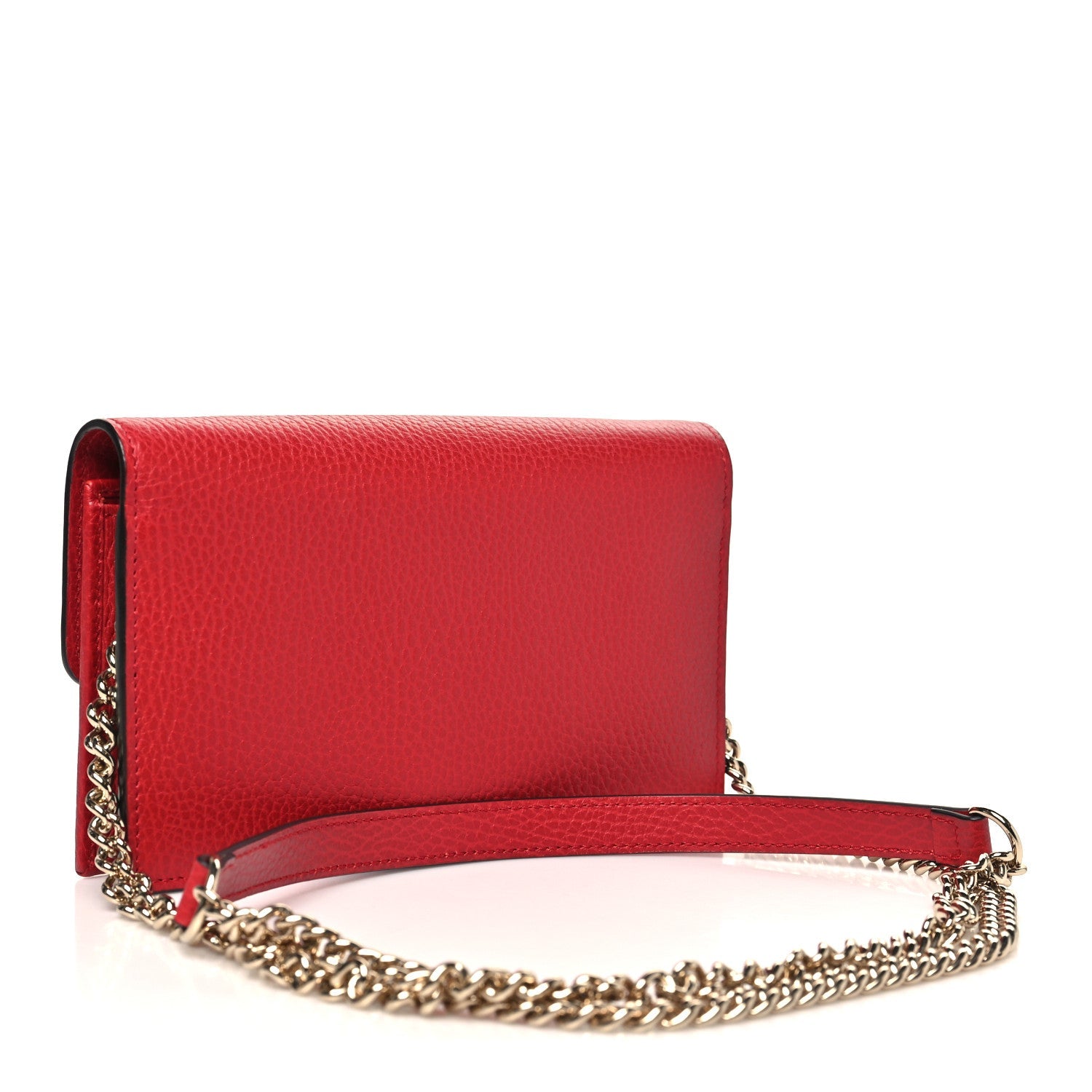 Dollar Calfskin Interlocking G Chain Wallet Red
