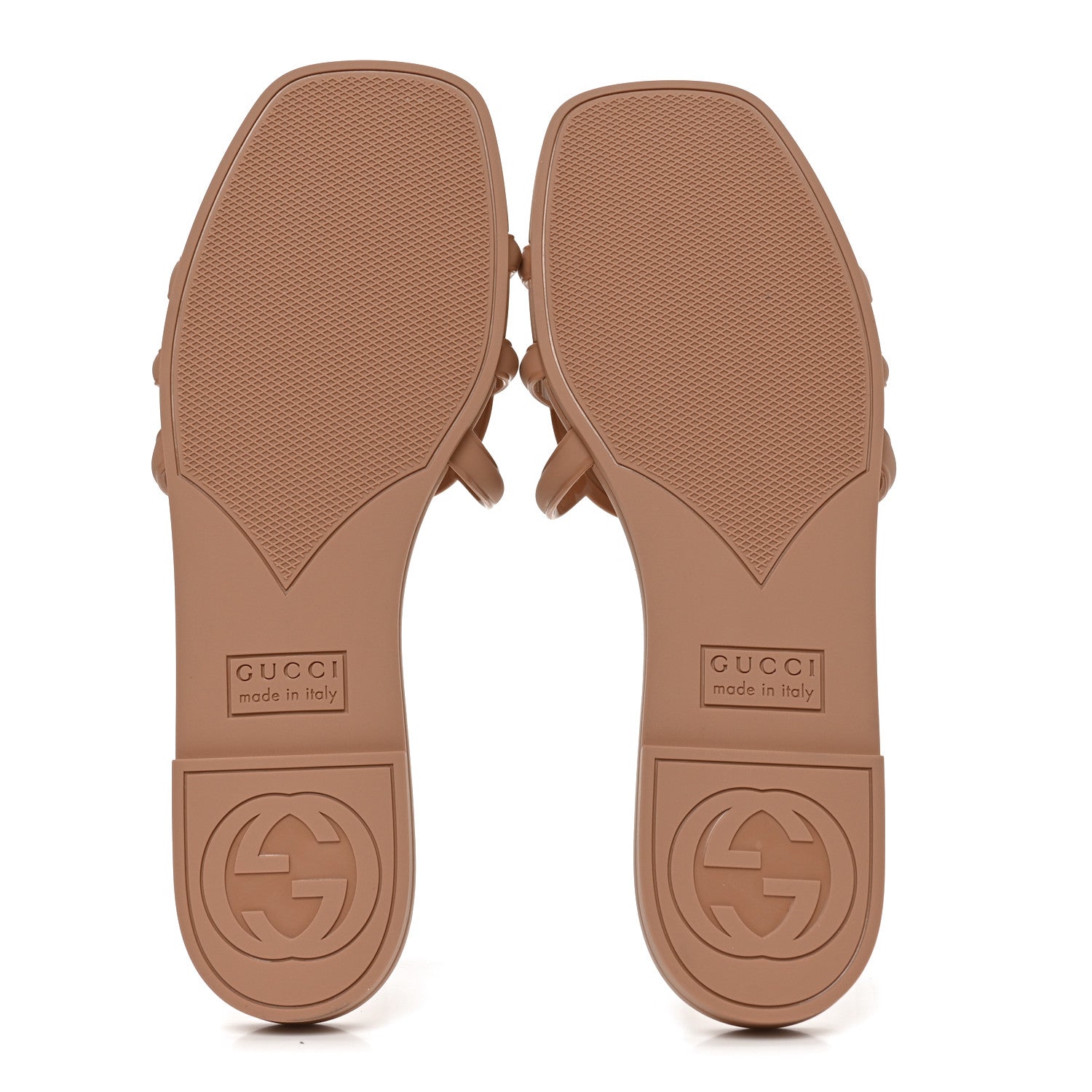 Rubber Interlocking G Womens Slide Sandals 36 Vintage Camel