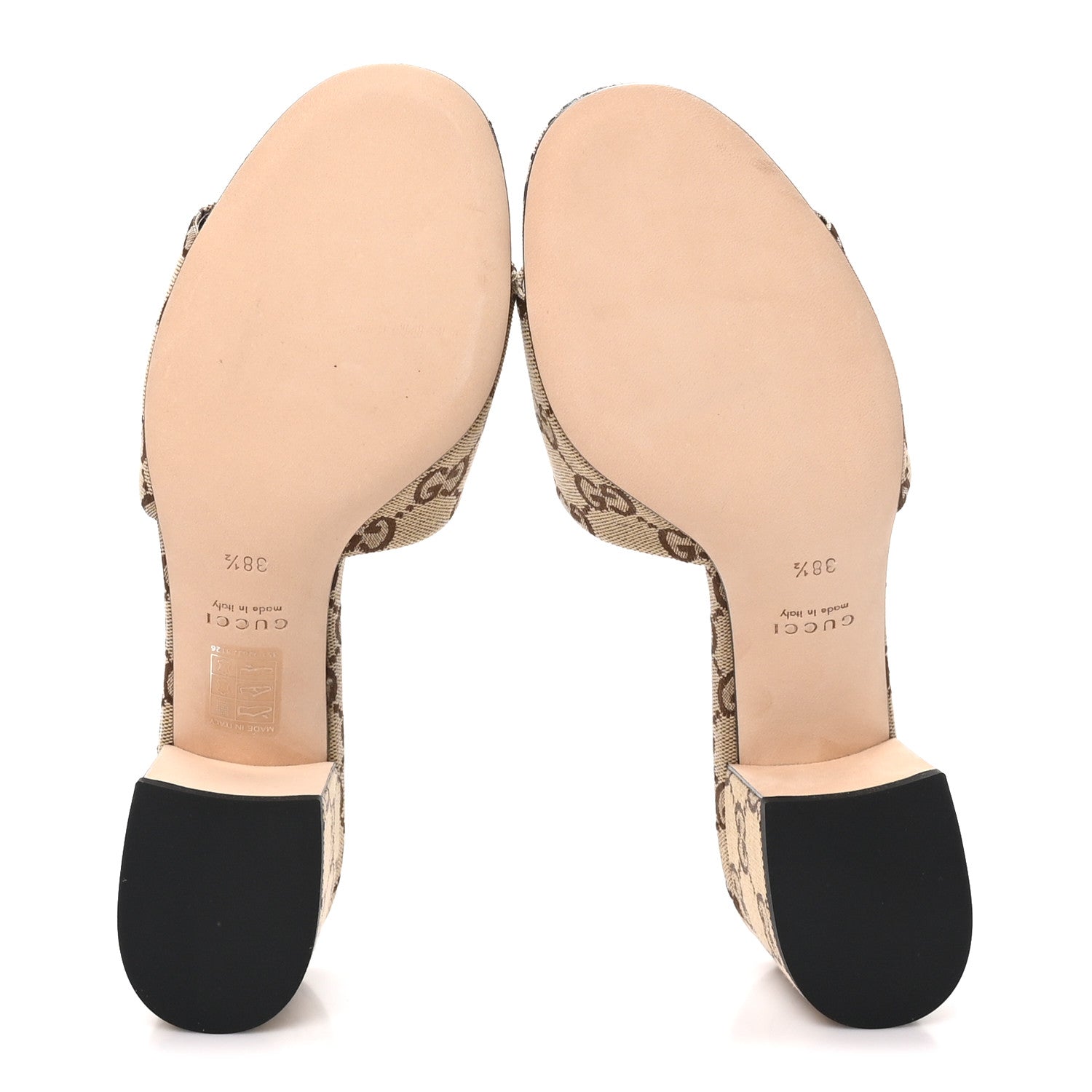 GG Monogram Horsebit Slide Sandals 38.5 Camel Brown