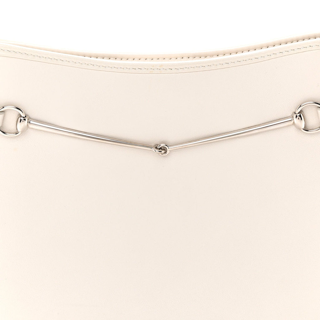 Calfskin Horsebit Slim Shoulder Bag White