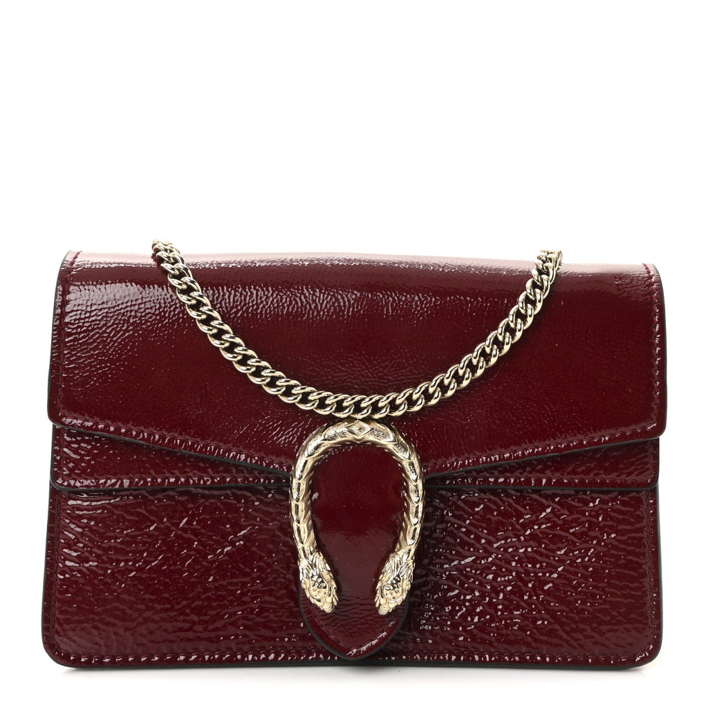 Crinkled Patent Mini Dionysus Shoulder Bag Rosso Ancora Red