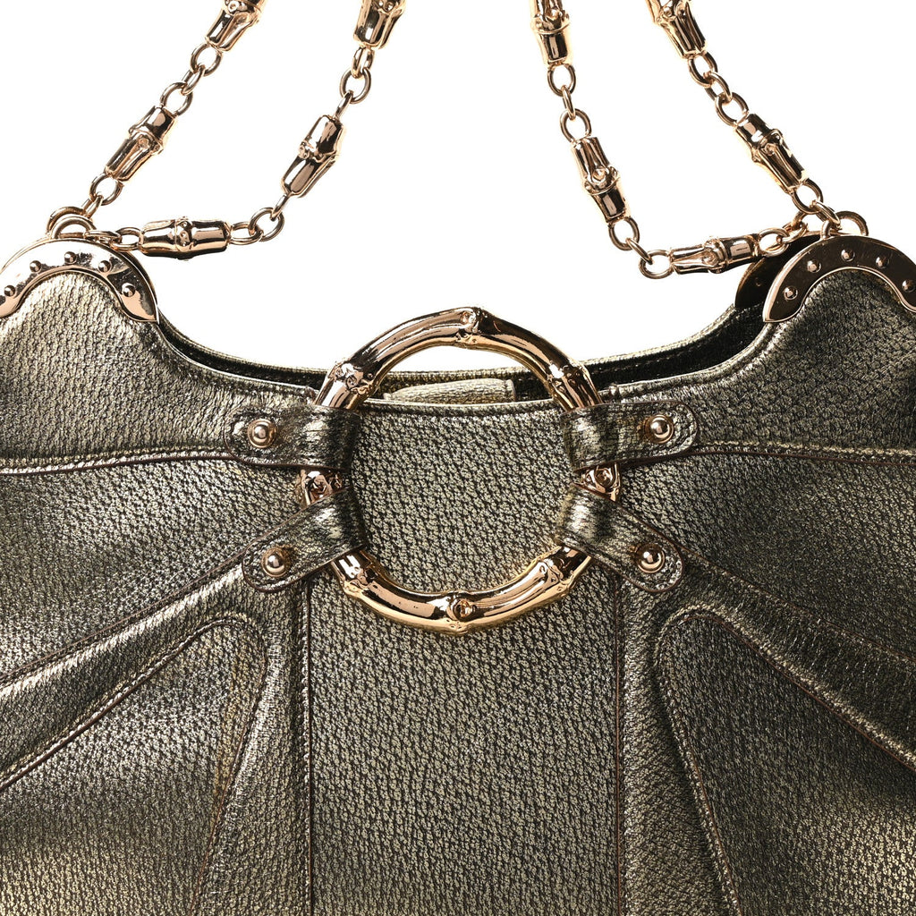 Metallic Calfskin Bamboo Chain Tom Ford Shoulder Bag Gold