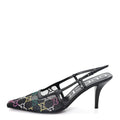 Tela Retino Nappa Charlotte Crystal GG Monogram Square G 75mm Slingback Pumps 39.5 Black