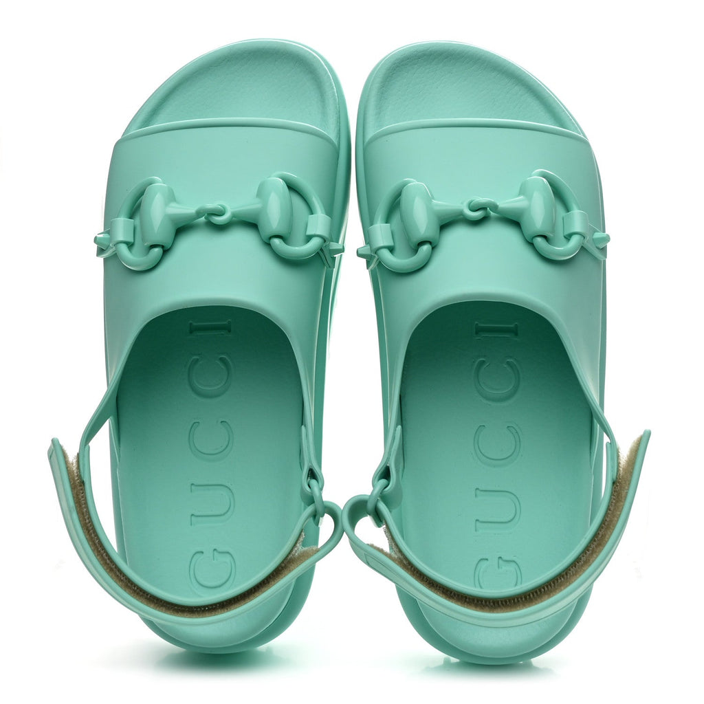 Soft Rubber Horsebit Womens Slingback Sandals 37 Teal Cyan