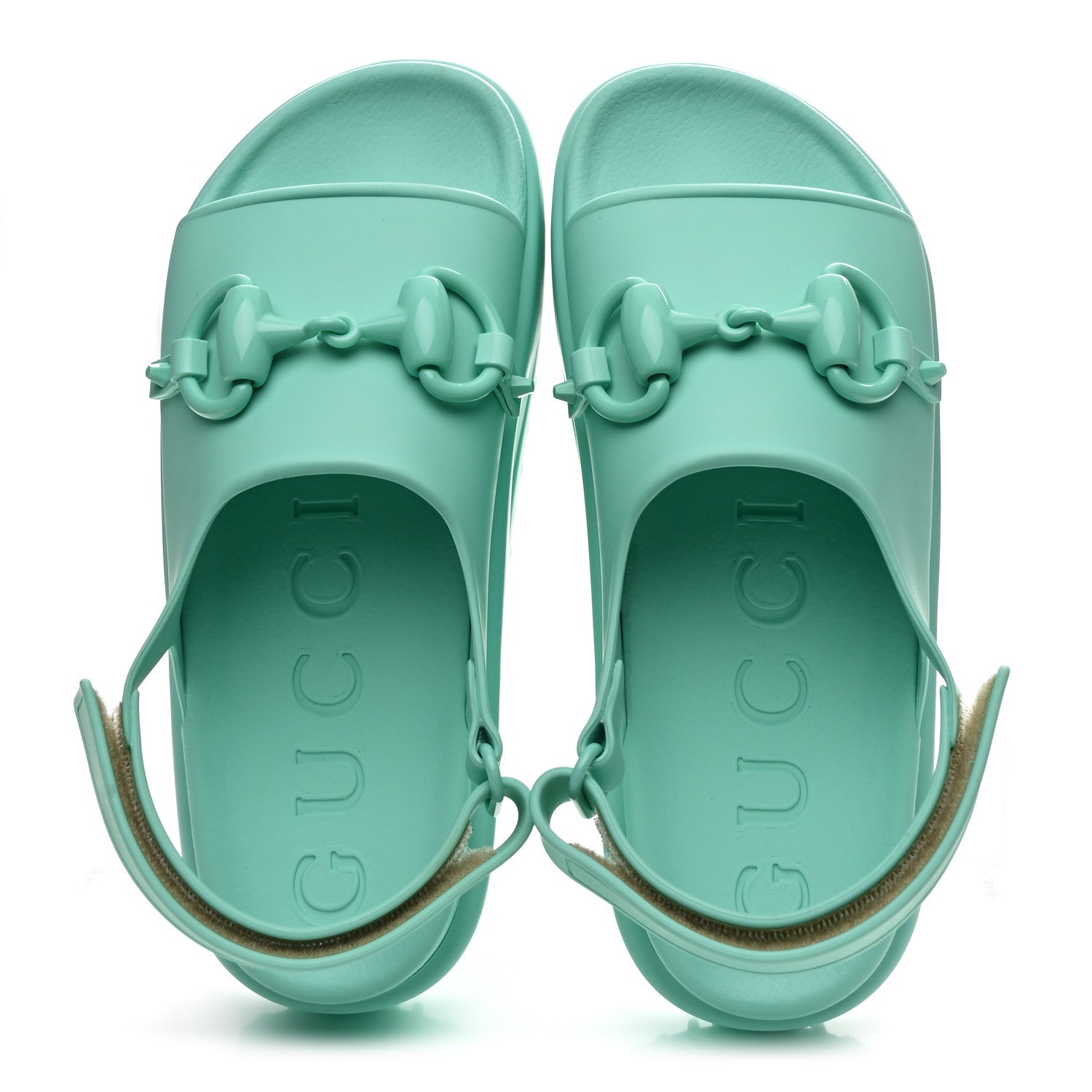Soft Rubber Horsebit Womens Slingback Sandals 37 Teal Cyan