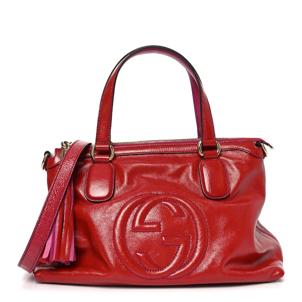 Vernice Naplack Small Soho Top Handle Satchel Uniform Red