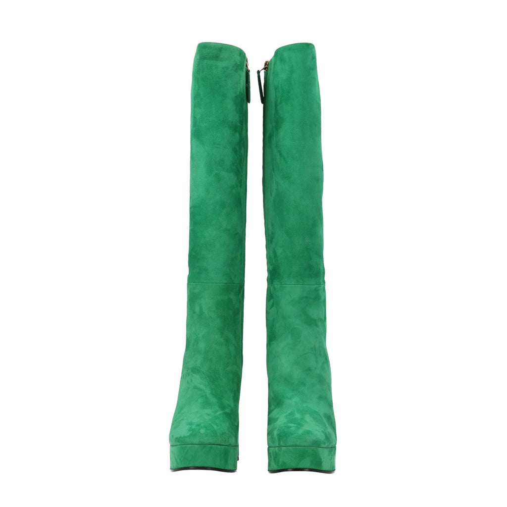 Kid Scamosciato Knee High Boots 37 Green