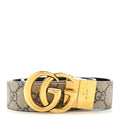 GG Supreme Monogram Plutone Calfskin Double G Reversible 75 30 Belt Beige Ebony New Acero