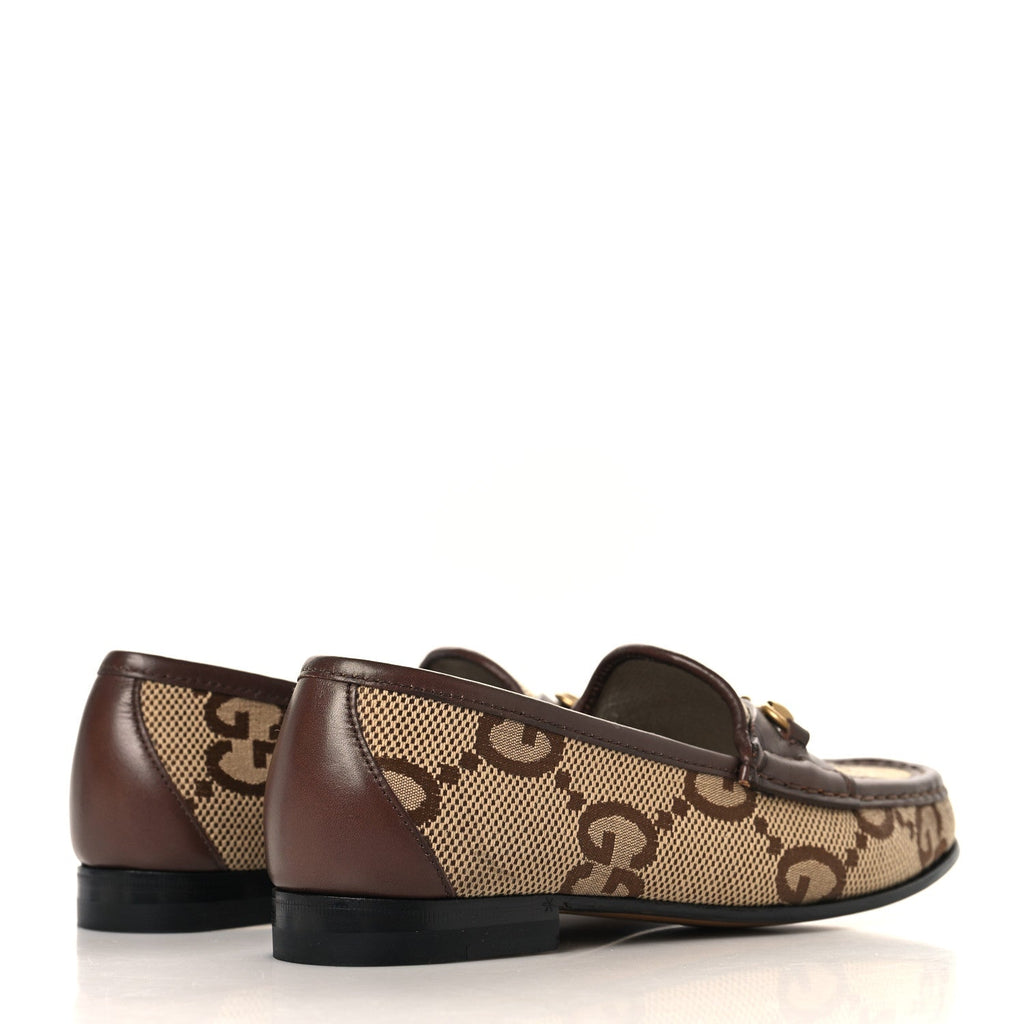 Monogram Jumbo GG Malaga Kid Horsebit Womens Jordaan Loafers 36.5 Camel Ebony New Acero Beige