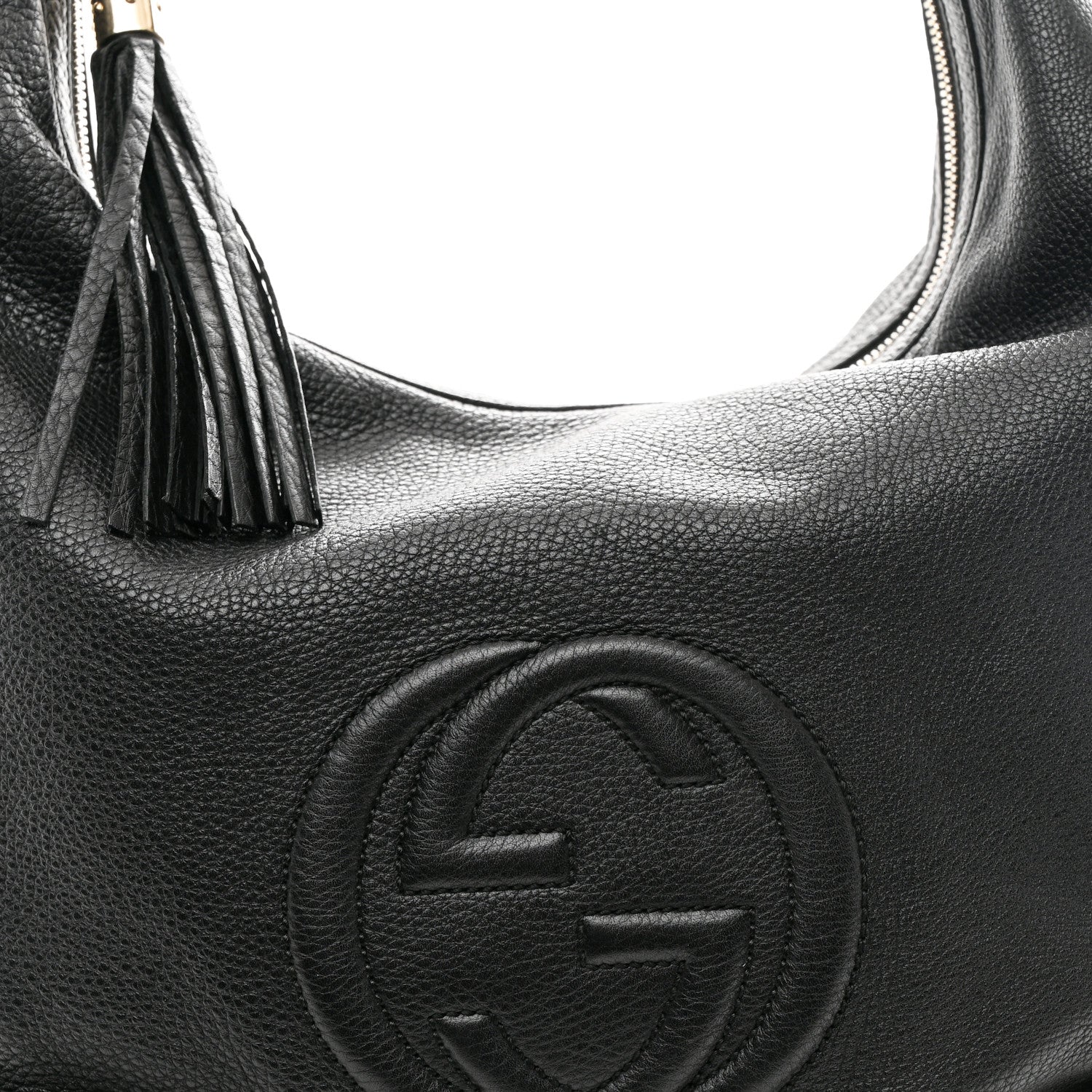 Pebbled Calfskin Medium Soho Chain Hobo Black