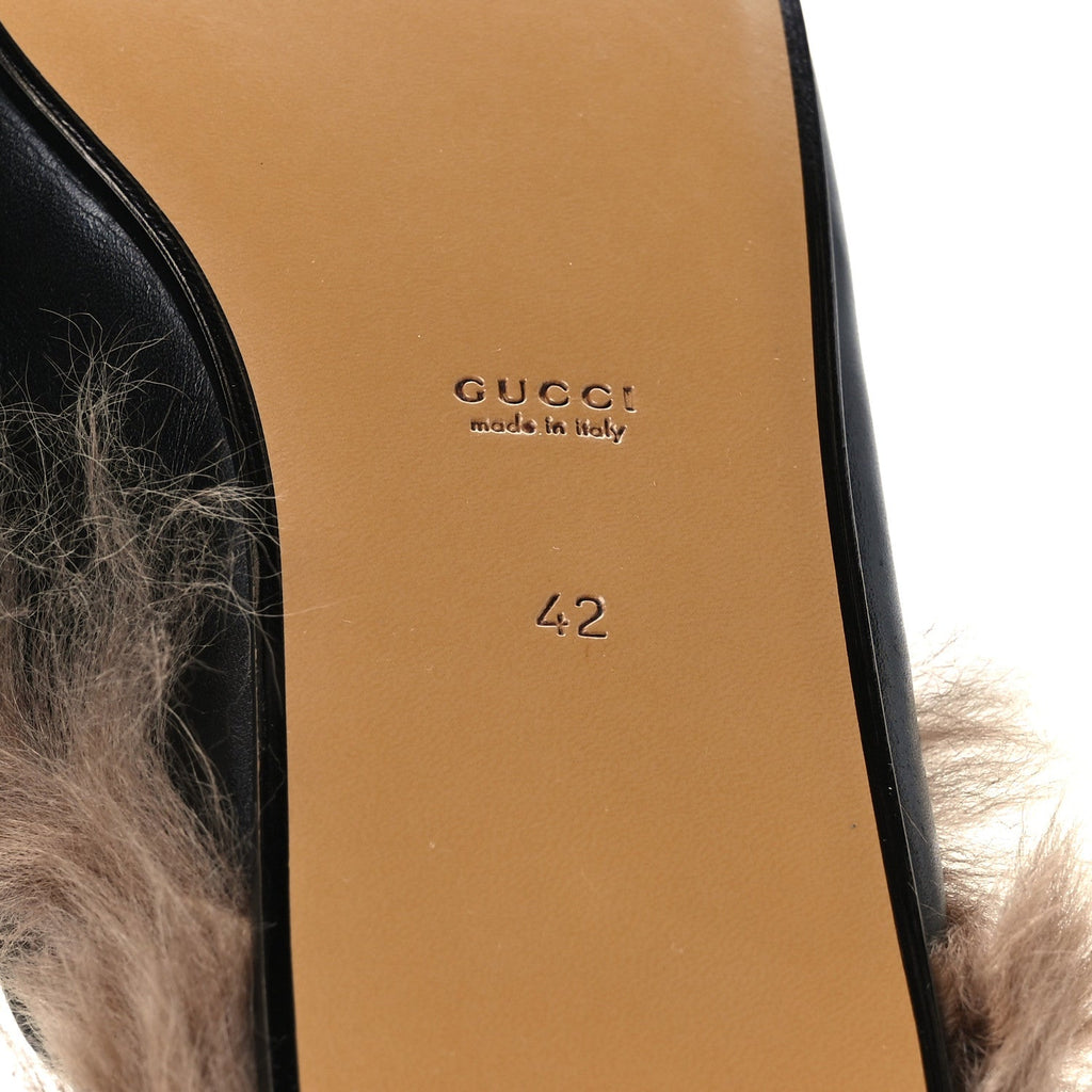 Calfskin Fur Womens Princetown Slippers 42 Black